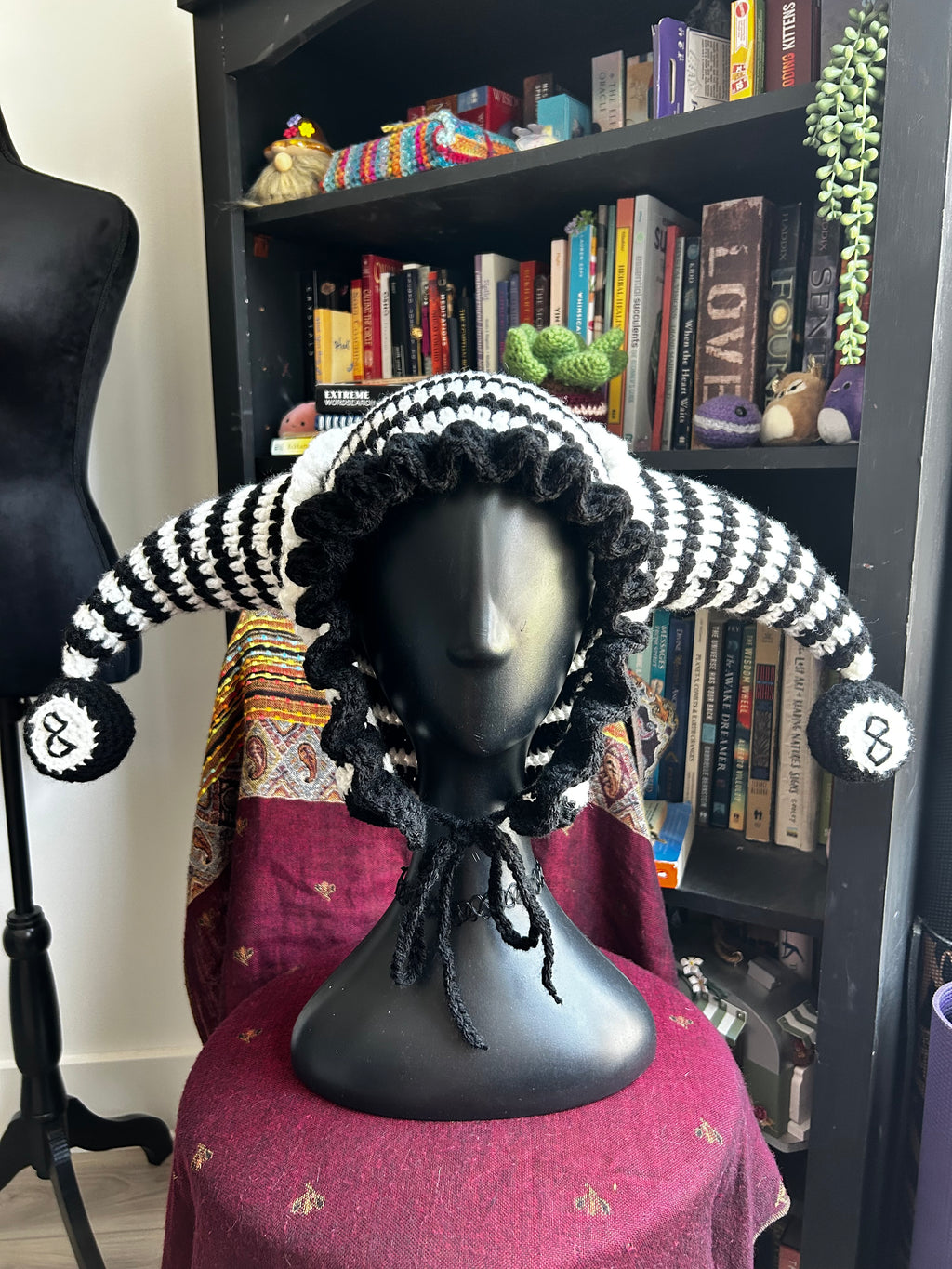 Trippy Balls | Crochet Jester Hat with 8 Ball Squeakers Inside