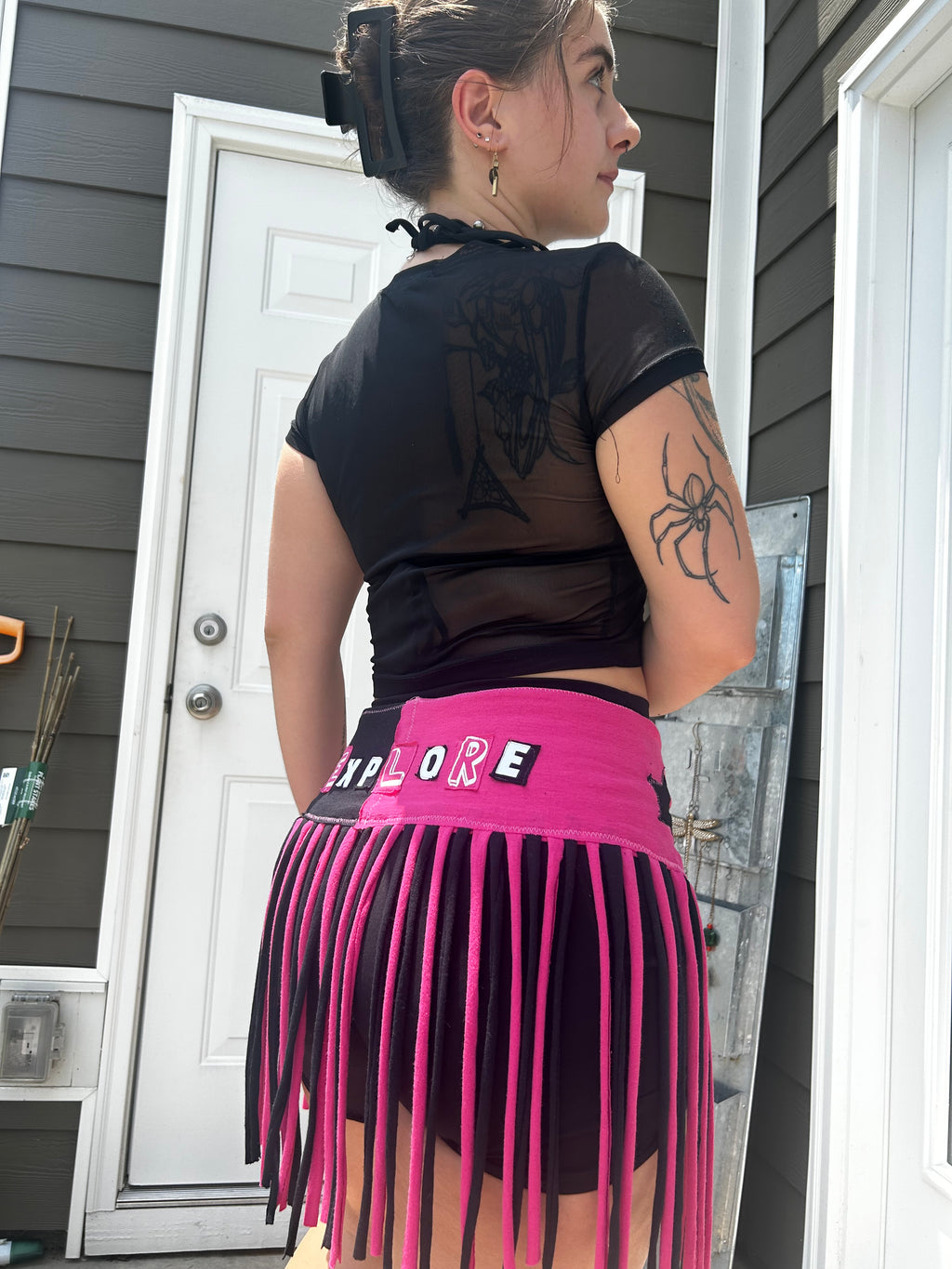 Pink & Black FunkyFringeBelt | Upcycled Rave Accessory