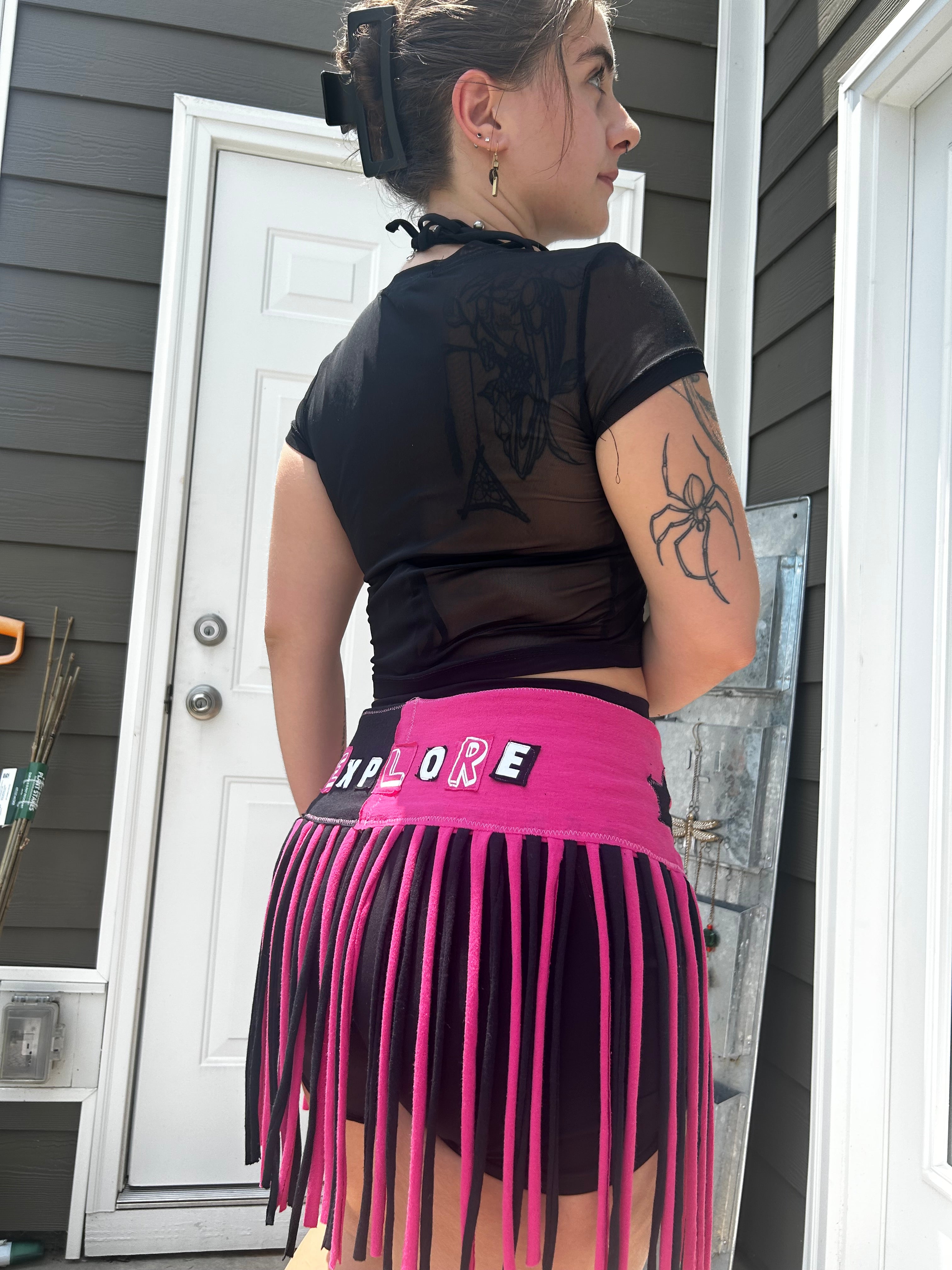 Pink & Black FunkyFringeBelt | Upcycled Rave Accessory