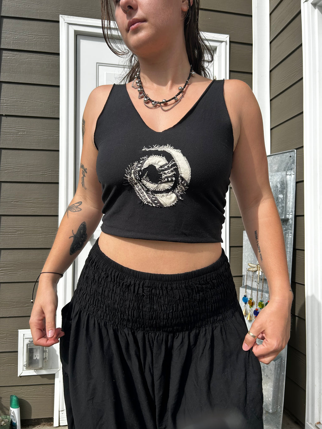 Upcycled Cotton Tank Top with Spiral