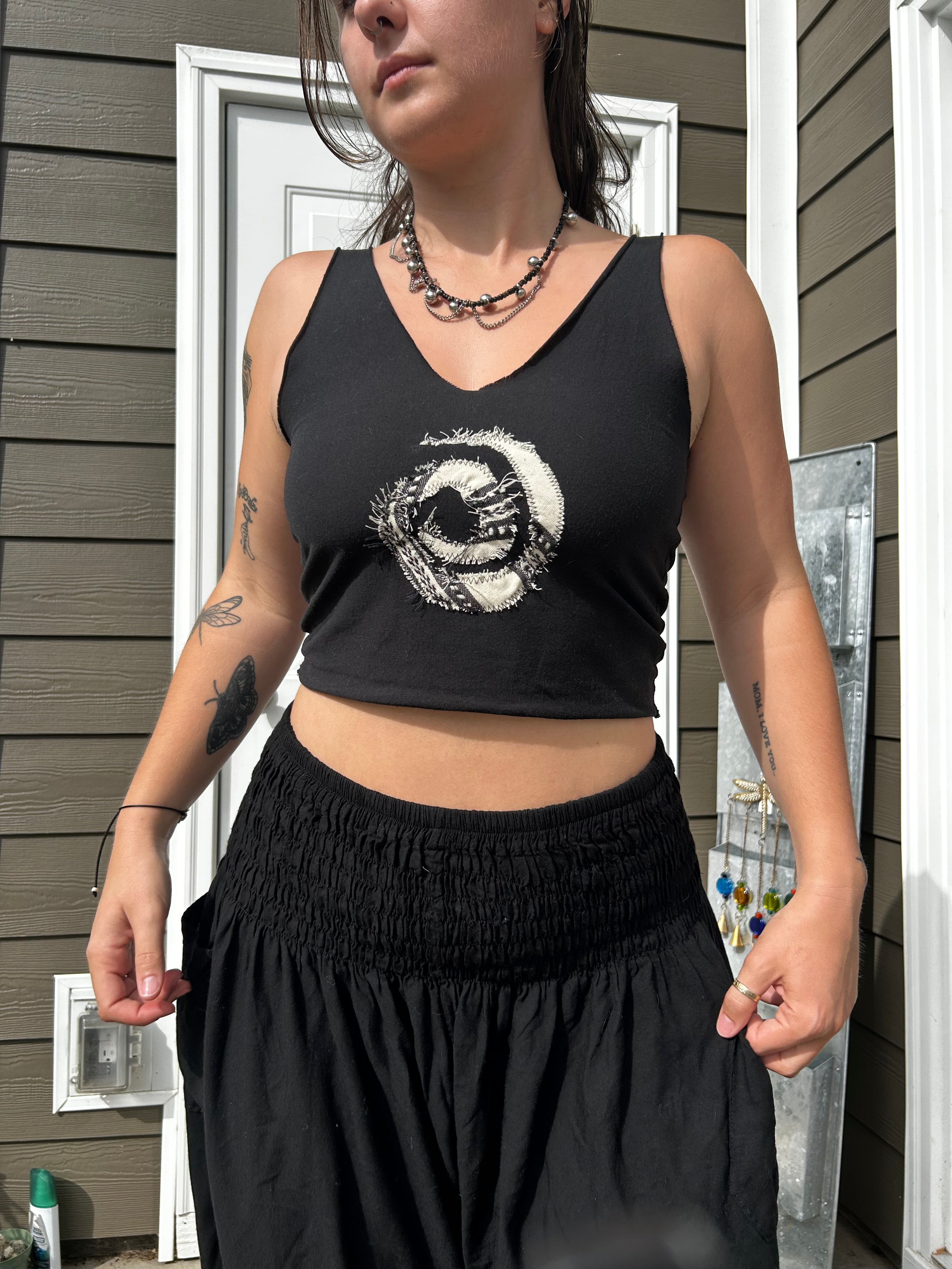 Upcycled Cotton Tank Top with Spiral