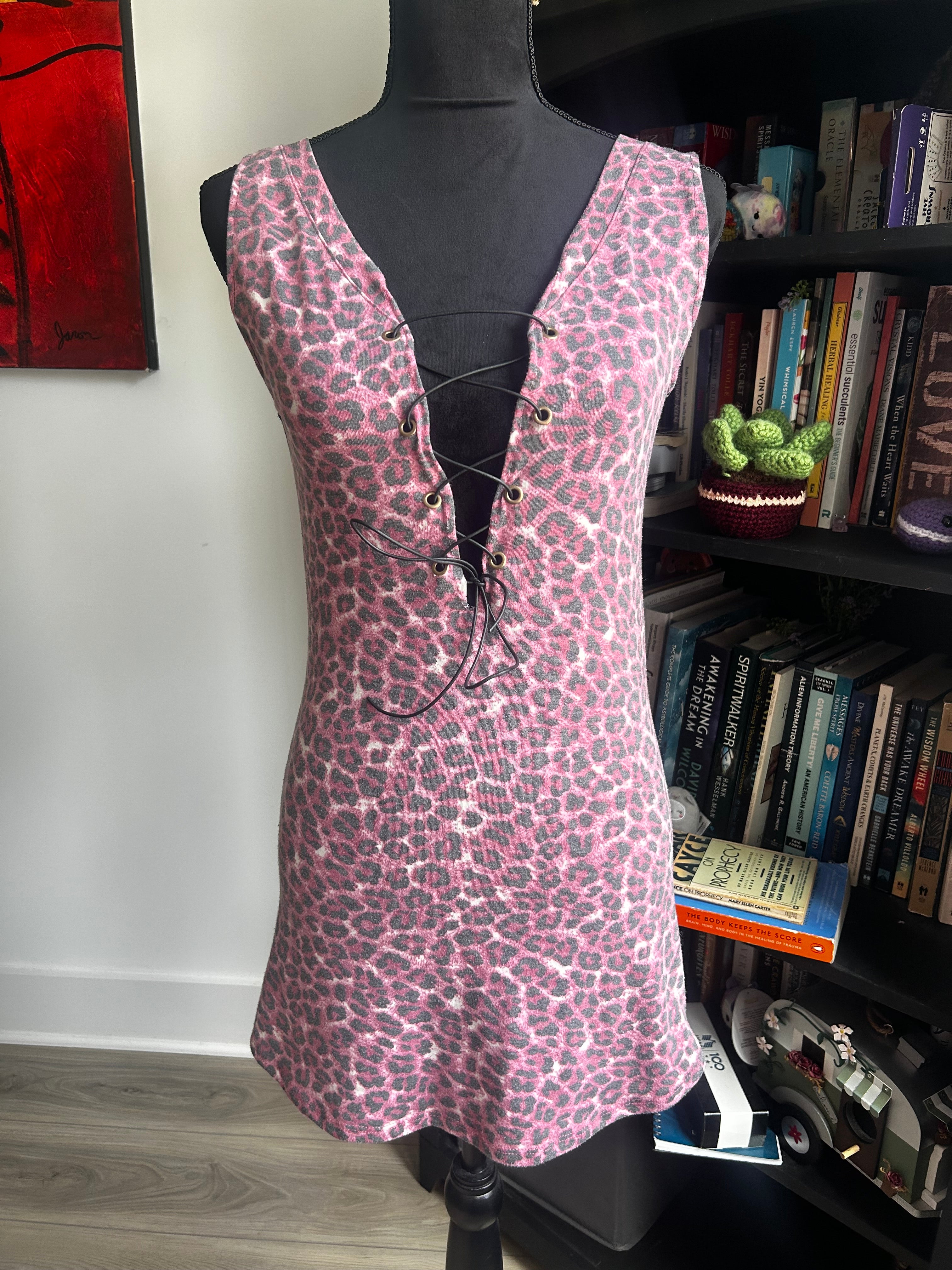 Upcycled Mini Dress with Lace Up Bust