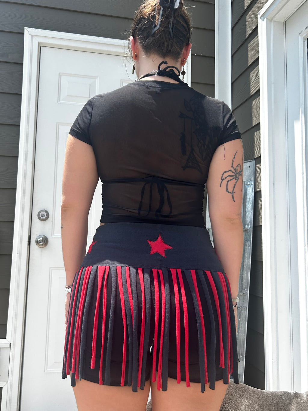 Black & Red FunkyFringeBelt | Upcycled Festival Accessory