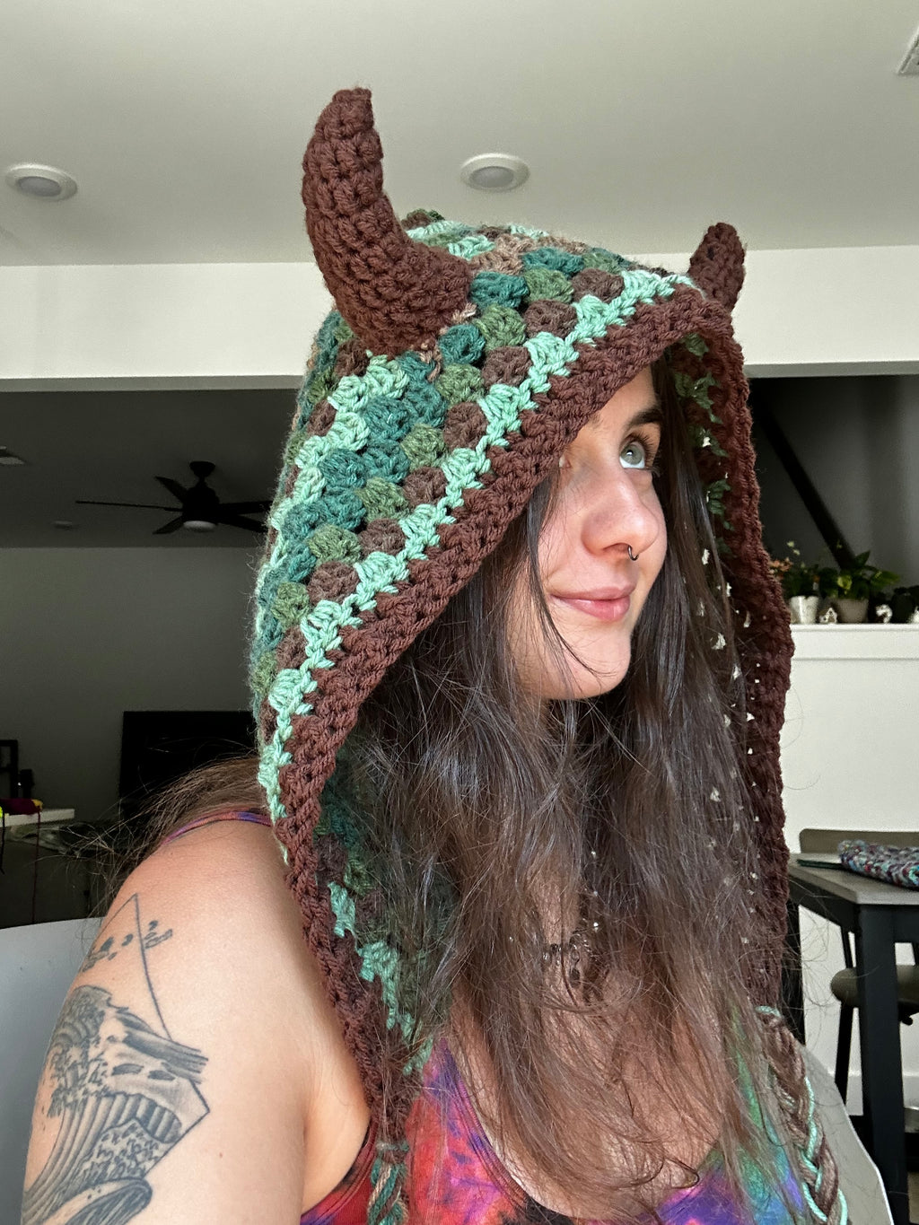 Crochet Hood with Horns | Forest Spirit