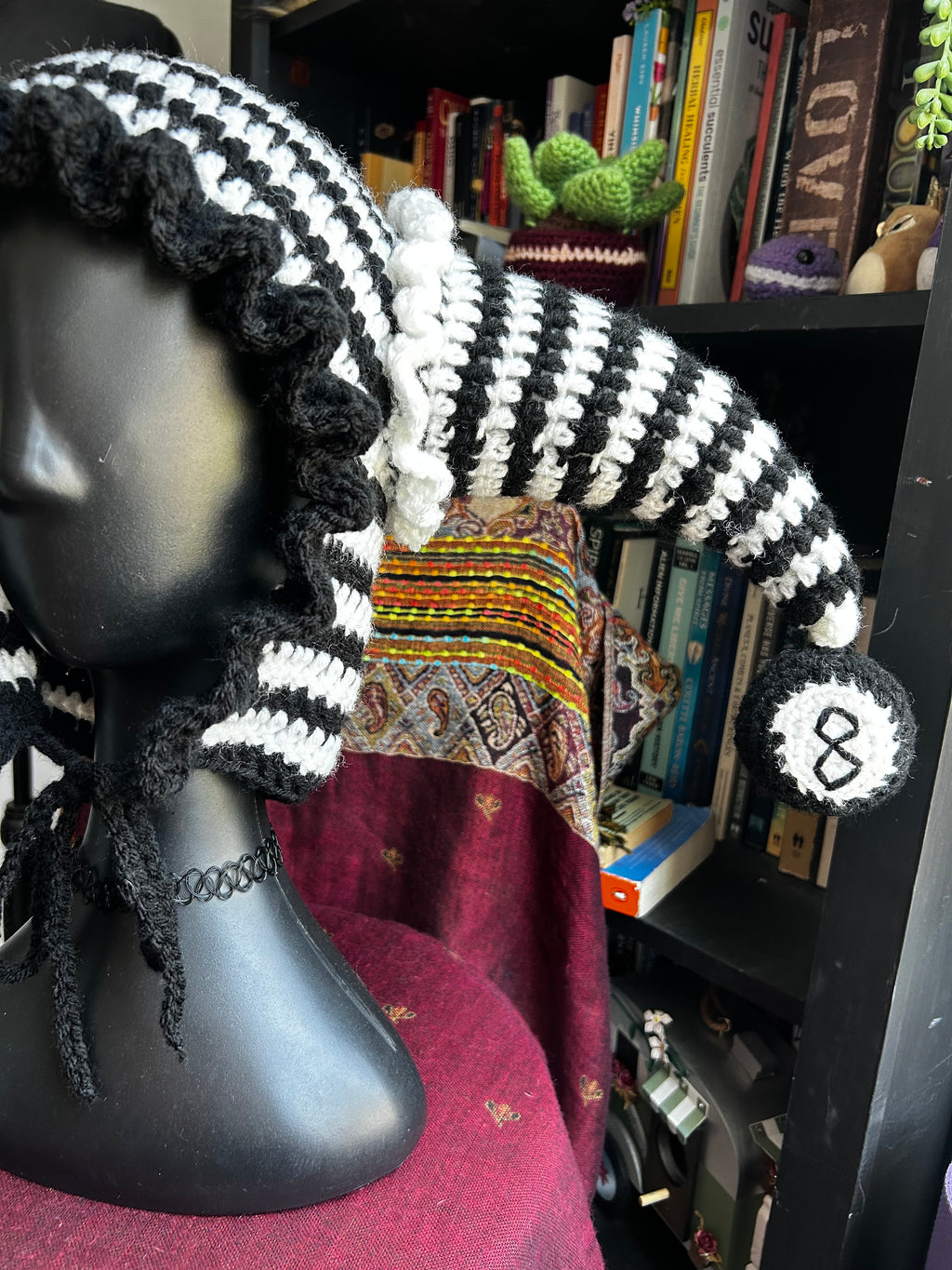 Trippy Balls | Crochet Jester Hat with 8 Ball Squeakers Inside