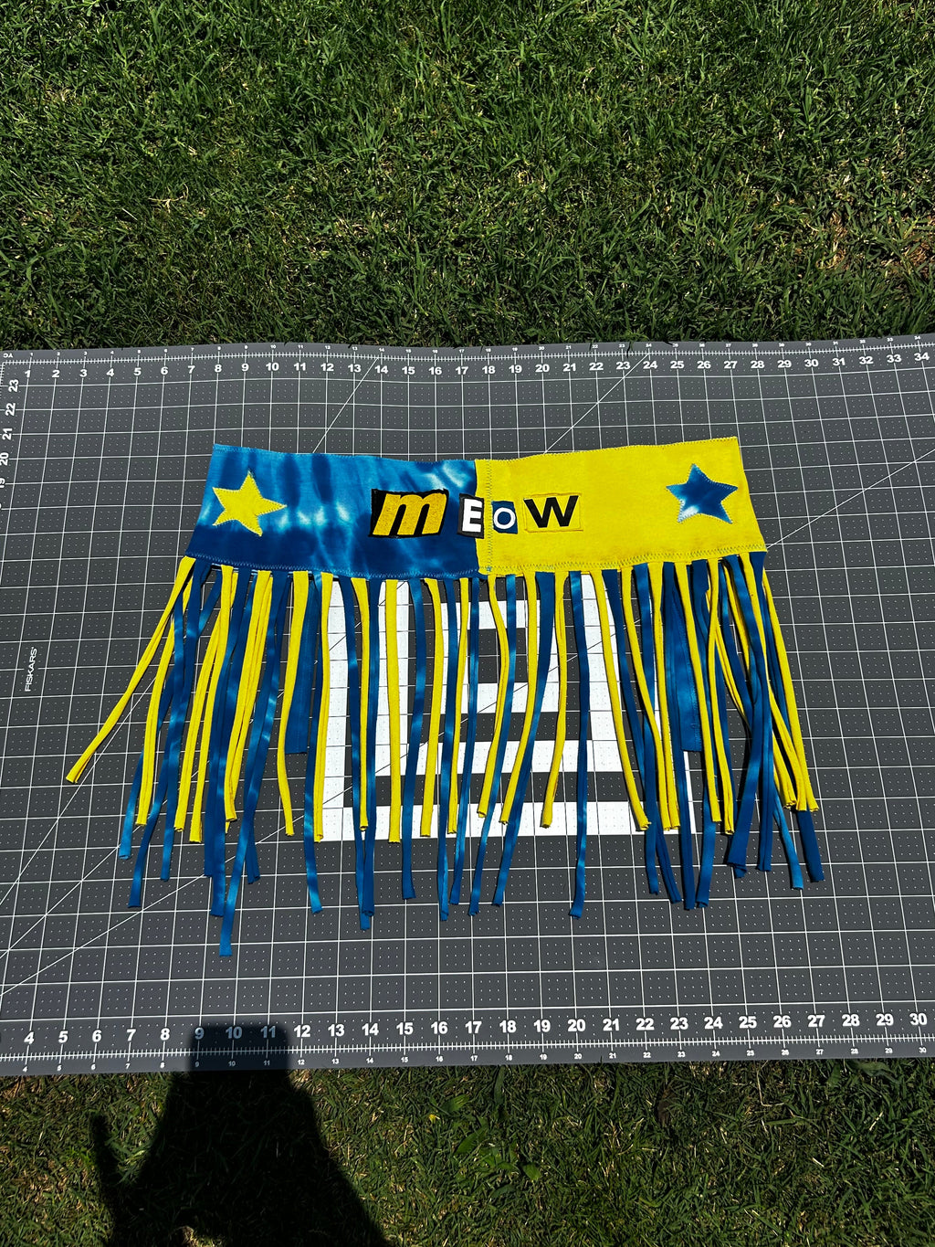 Blue & Yellow FunkyFringeBelt | Upcycled Rave Accessory