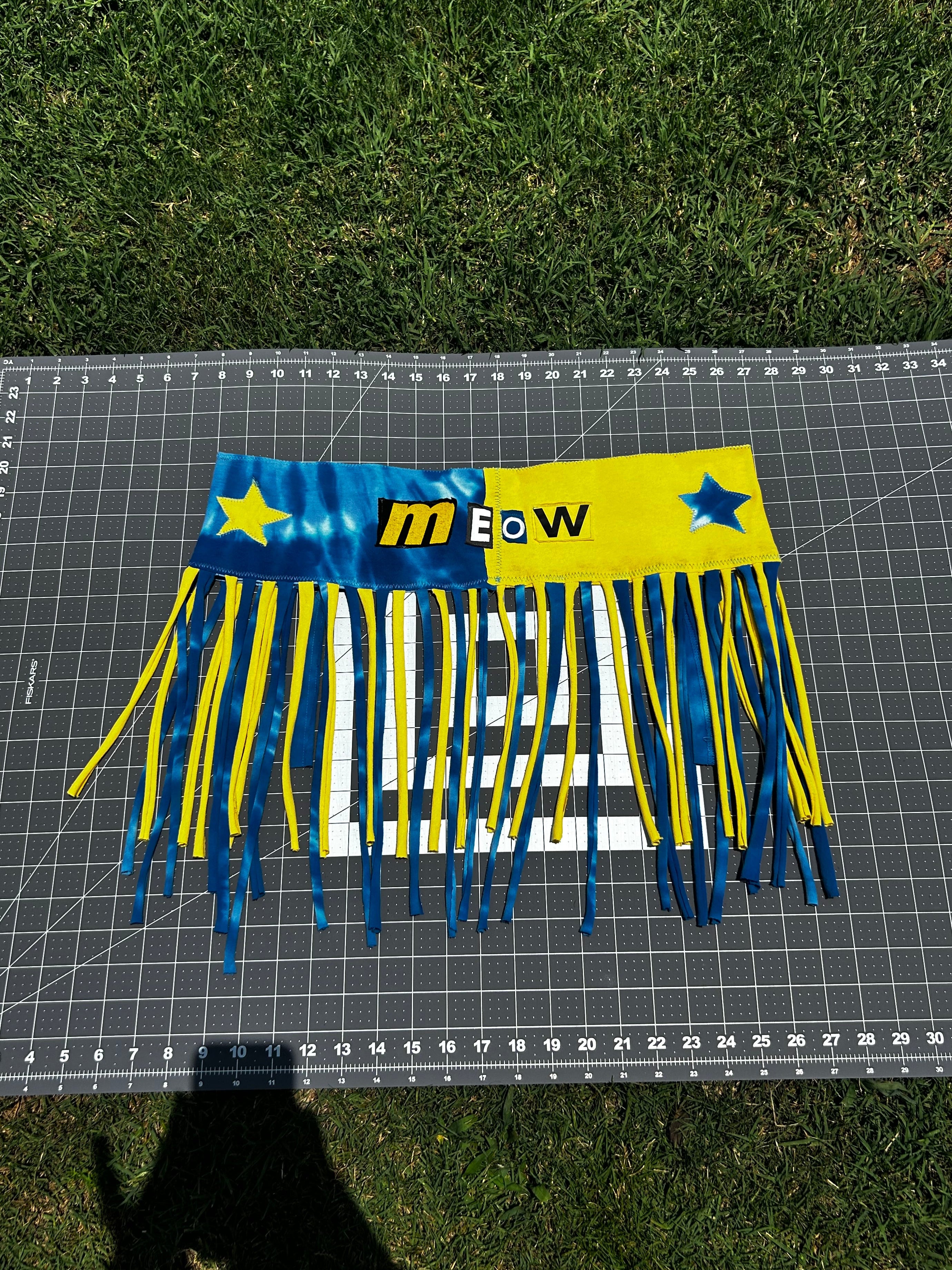 Blue & Yellow FunkyFringeBelt | Upcycled Rave Accessory