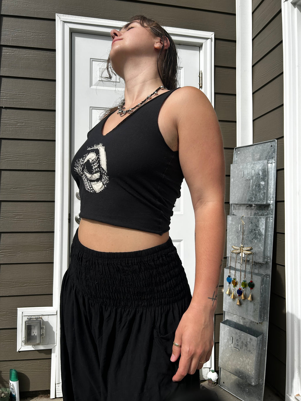 Upcycled Cotton Tank Top with Spiral