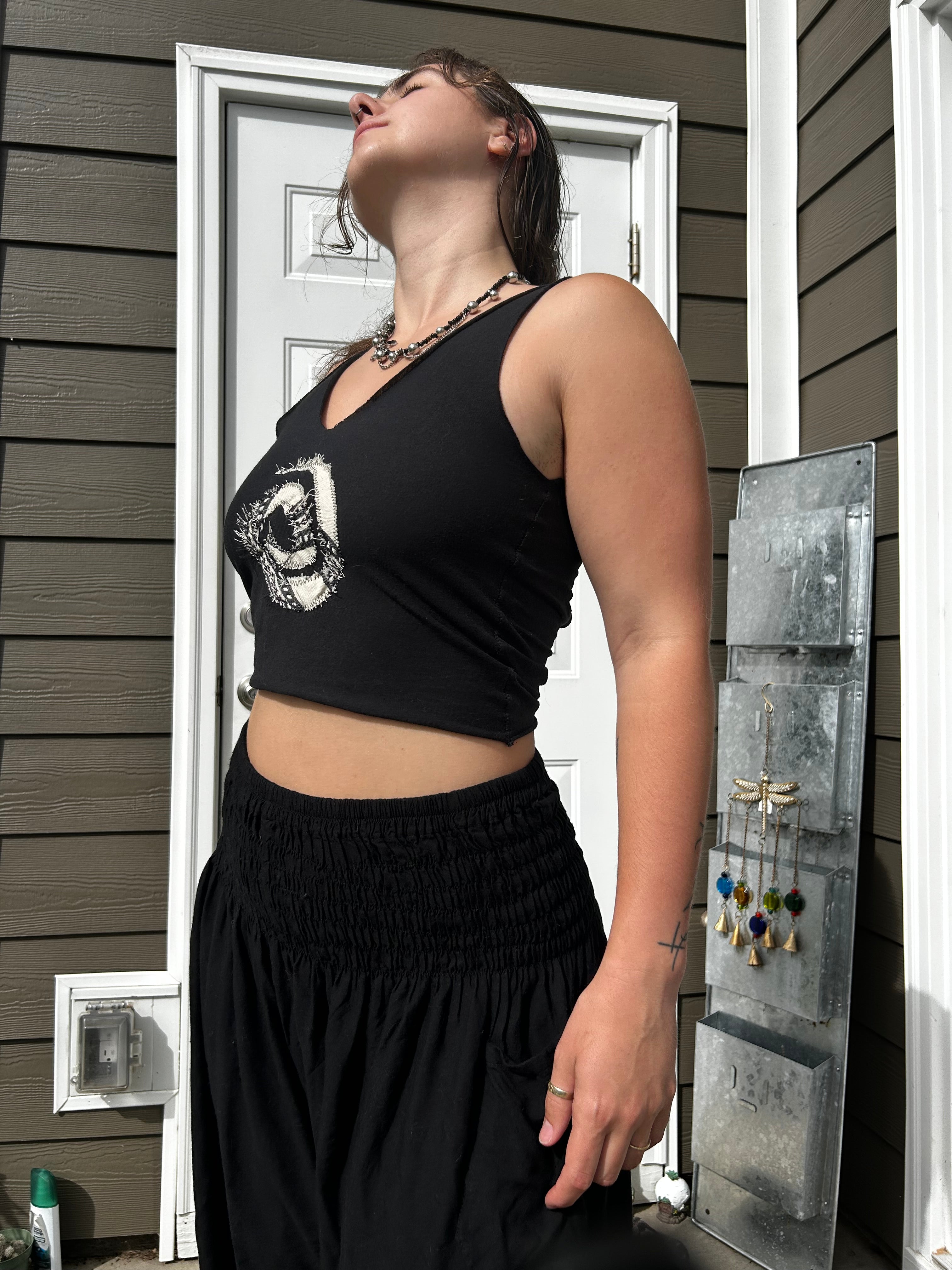 Upcycled Cotton Tank Top with Spiral