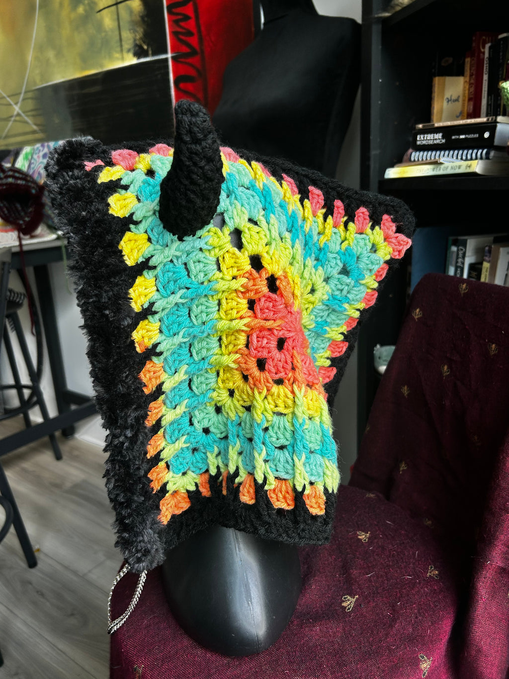 Crochet Hood with Horns | Retro Viking