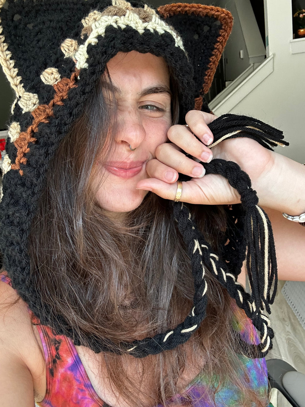 Crochet Magical Cat Hood | Calico Cat