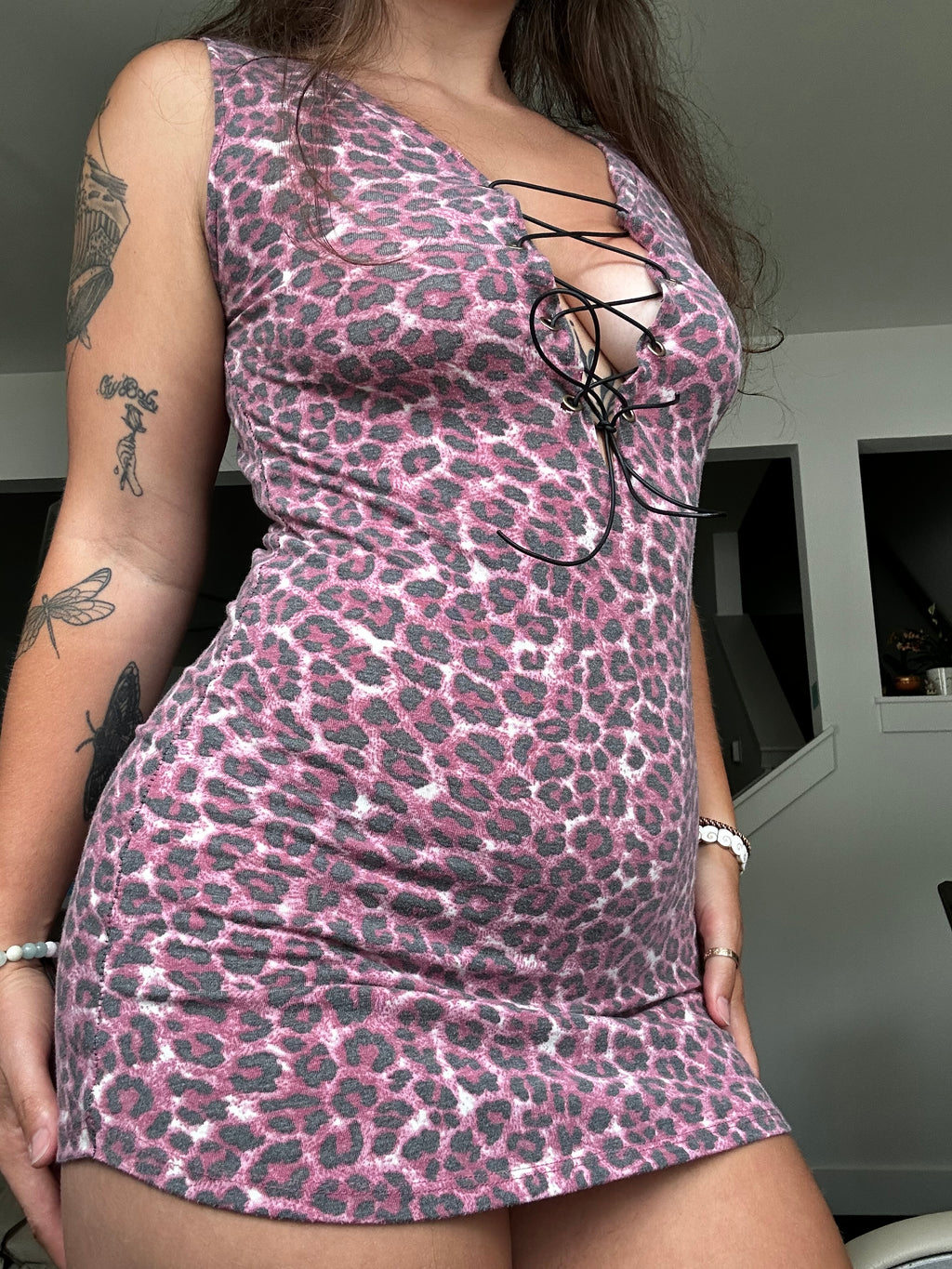 Upcycled Mini Dress with Lace Up Bust