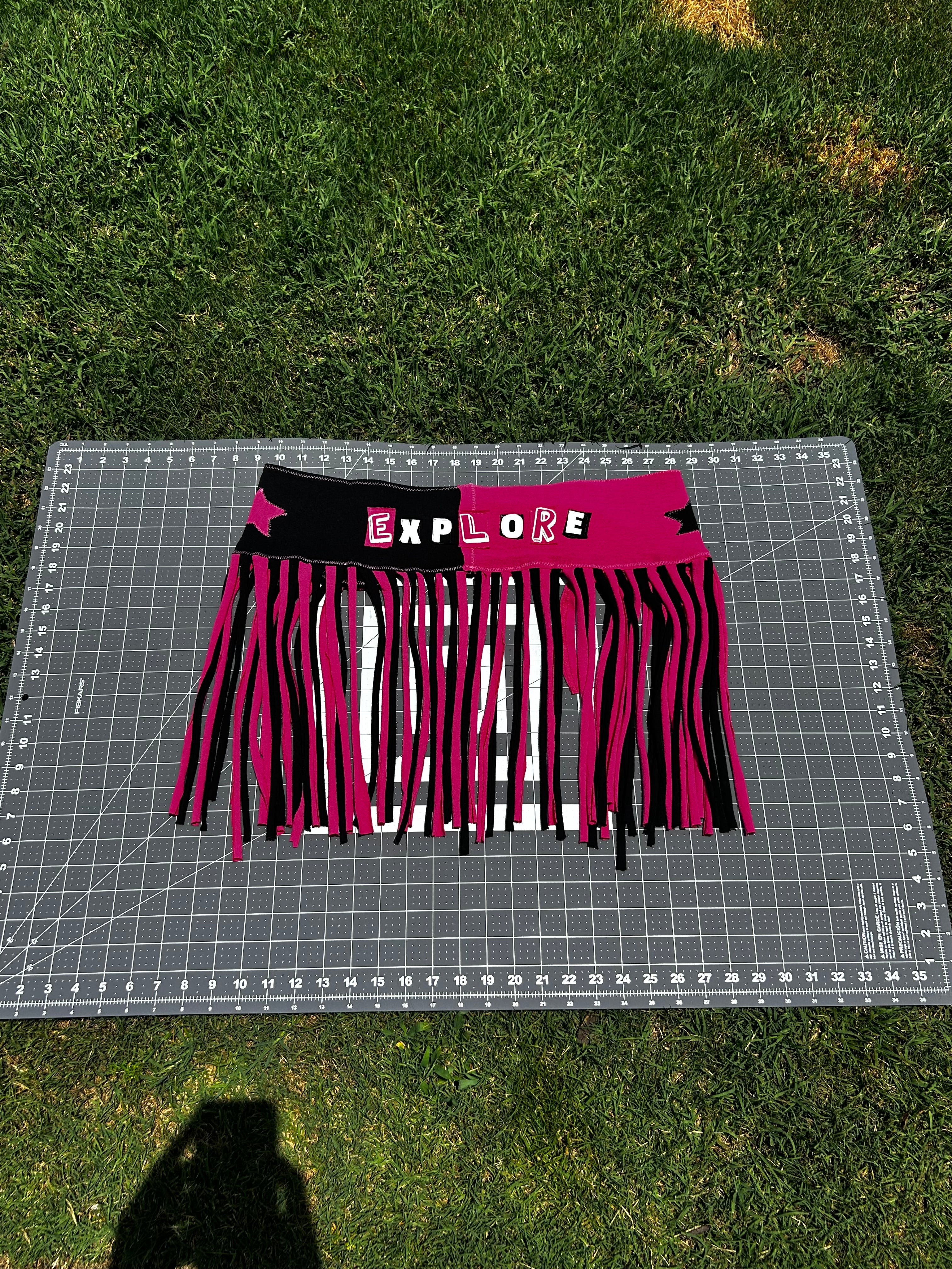 Pink & Black FunkyFringeBelt | Upcycled Rave Accessory