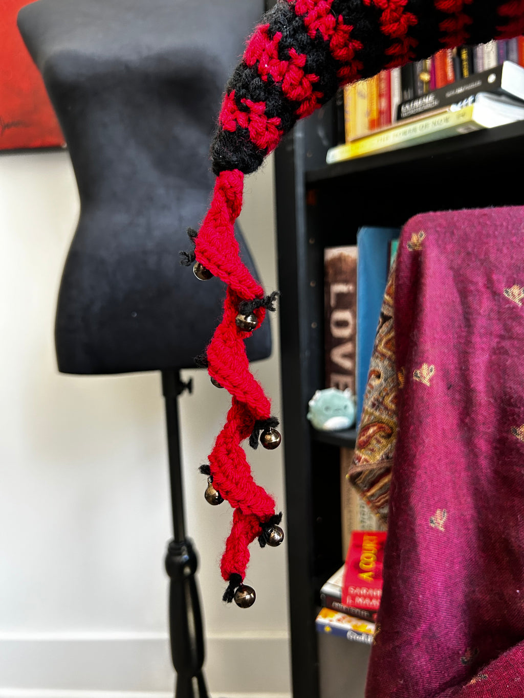 Trippy Trouble Maker Jester Hat | Crochet Jester Hat with Spirals & Bells