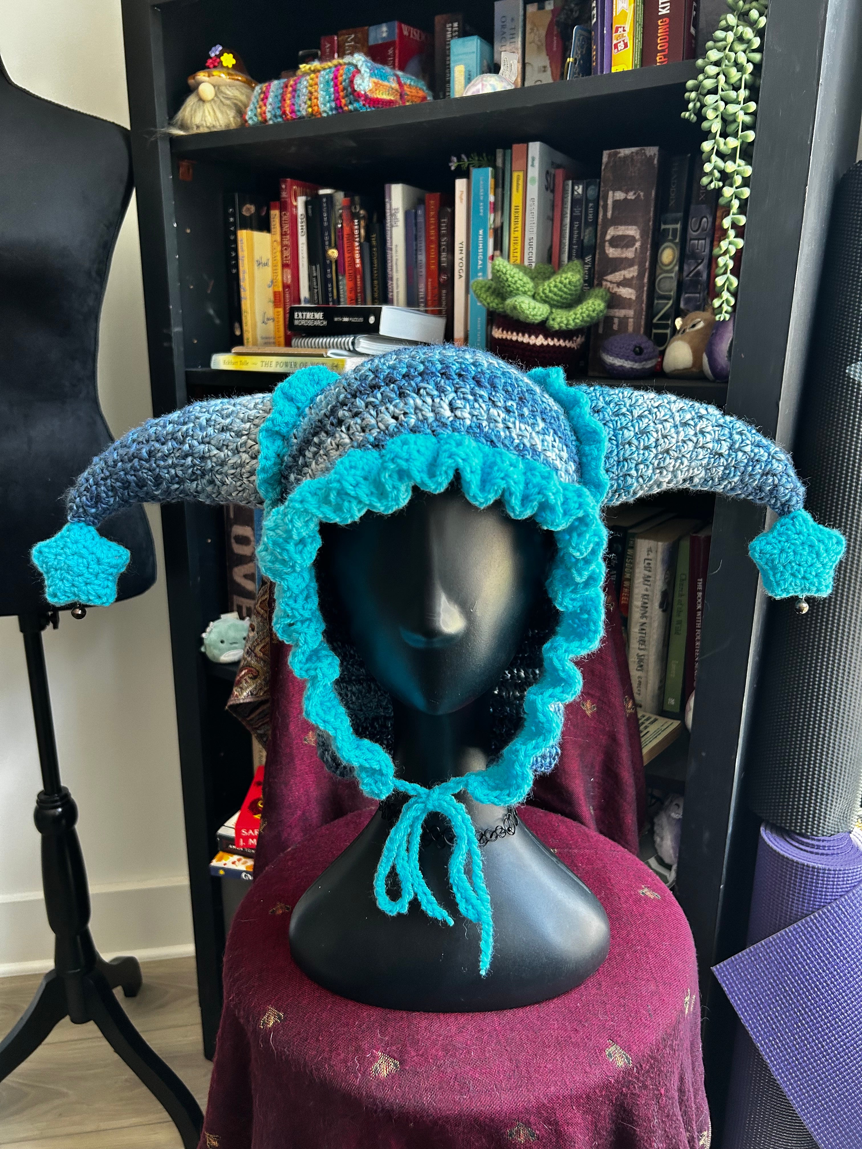 Blue Razz Jester Hat | Crochet Jester Hat