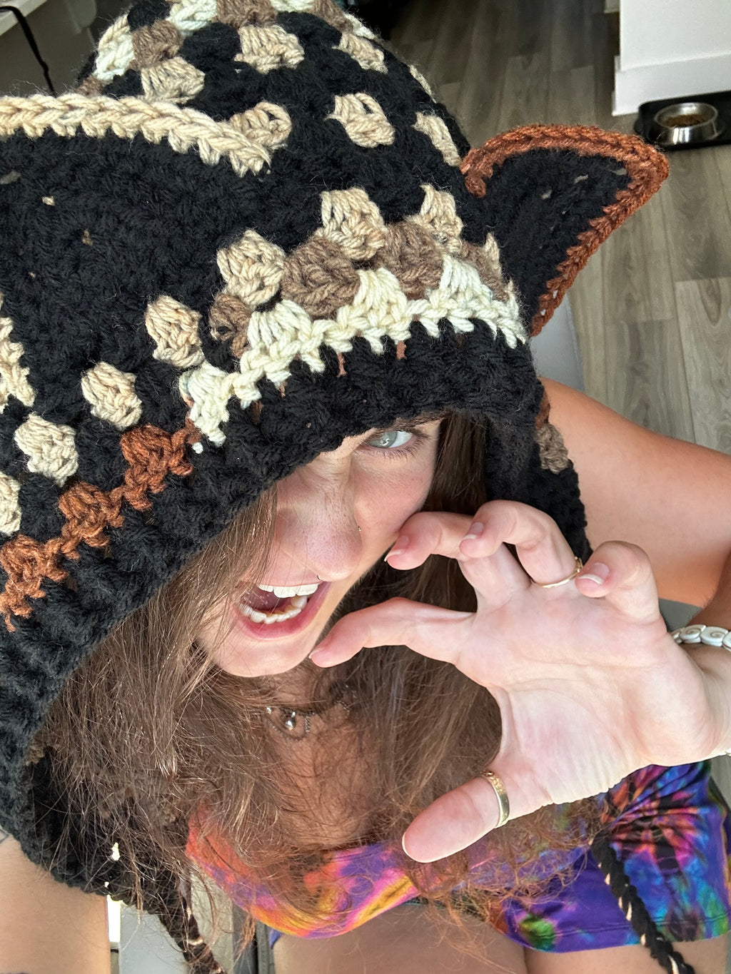 Crochet Magical Cat Hood | Calico Cat
