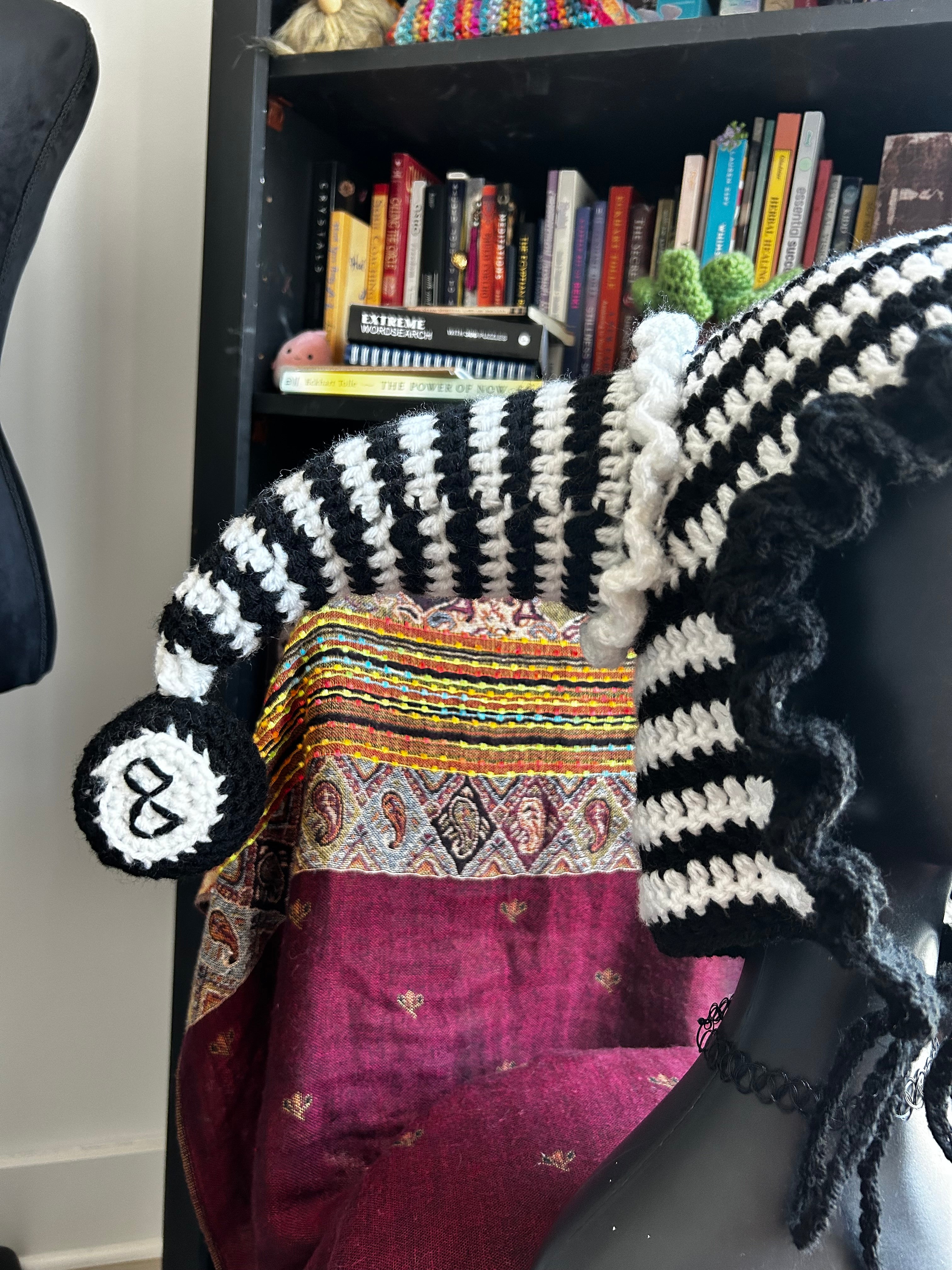Trippy Balls | Crochet Jester Hat with 8 Ball Squeakers Inside