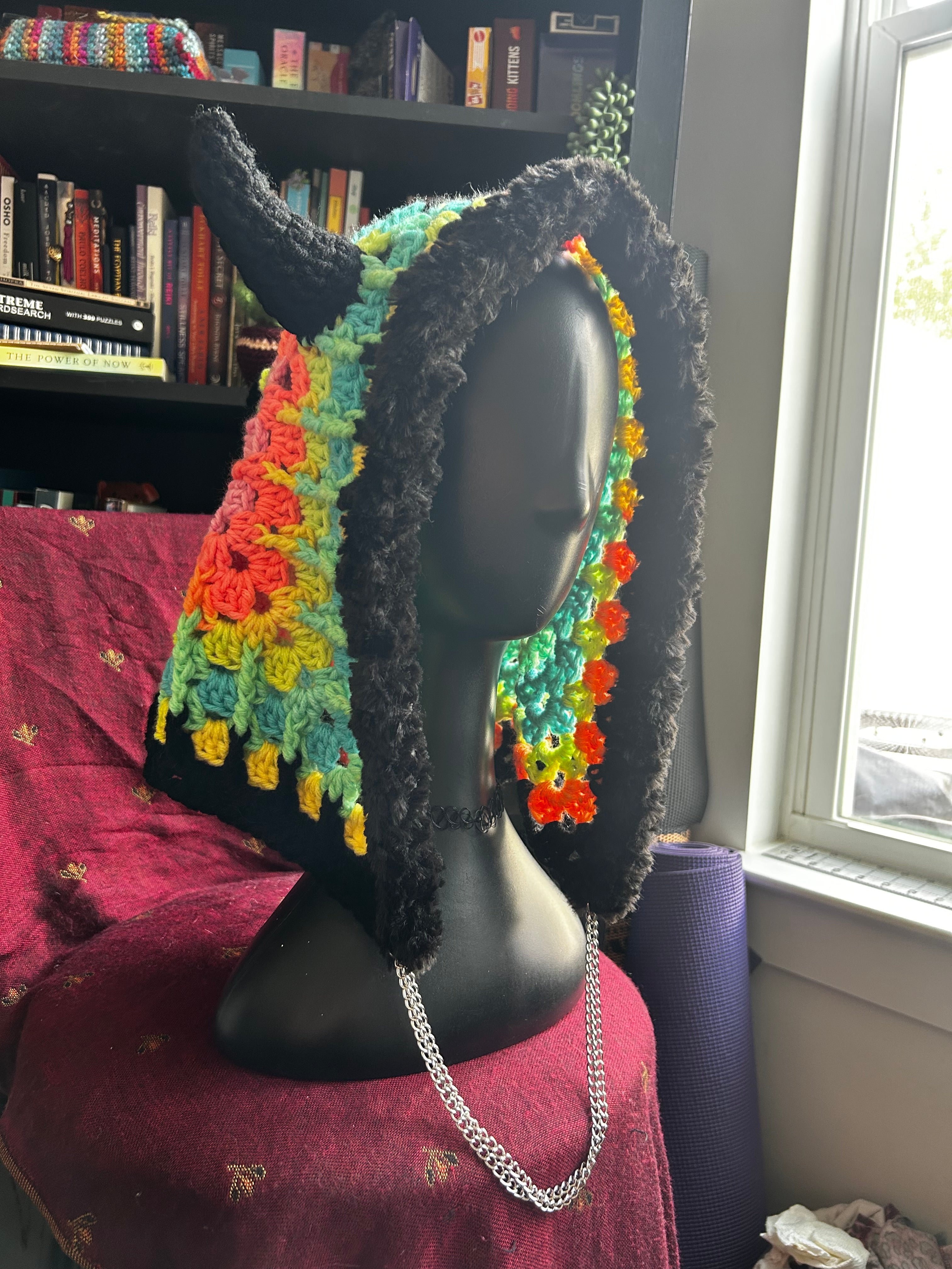 Crochet Hood with Horns | Retro Viking