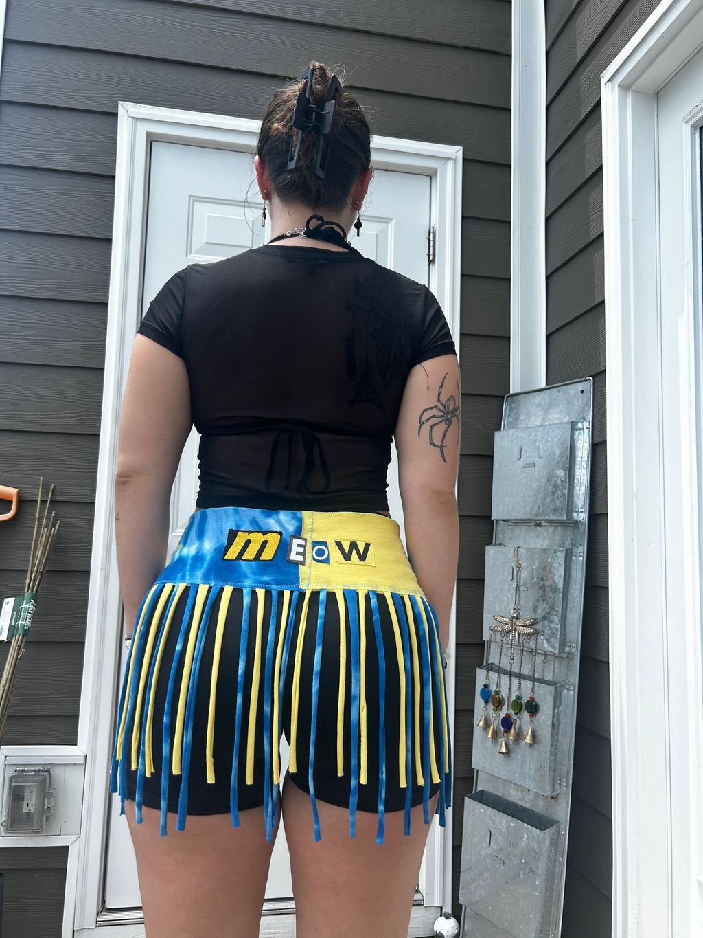 Blue & Yellow FunkyFringeBelt | Upcycled Rave Accessory