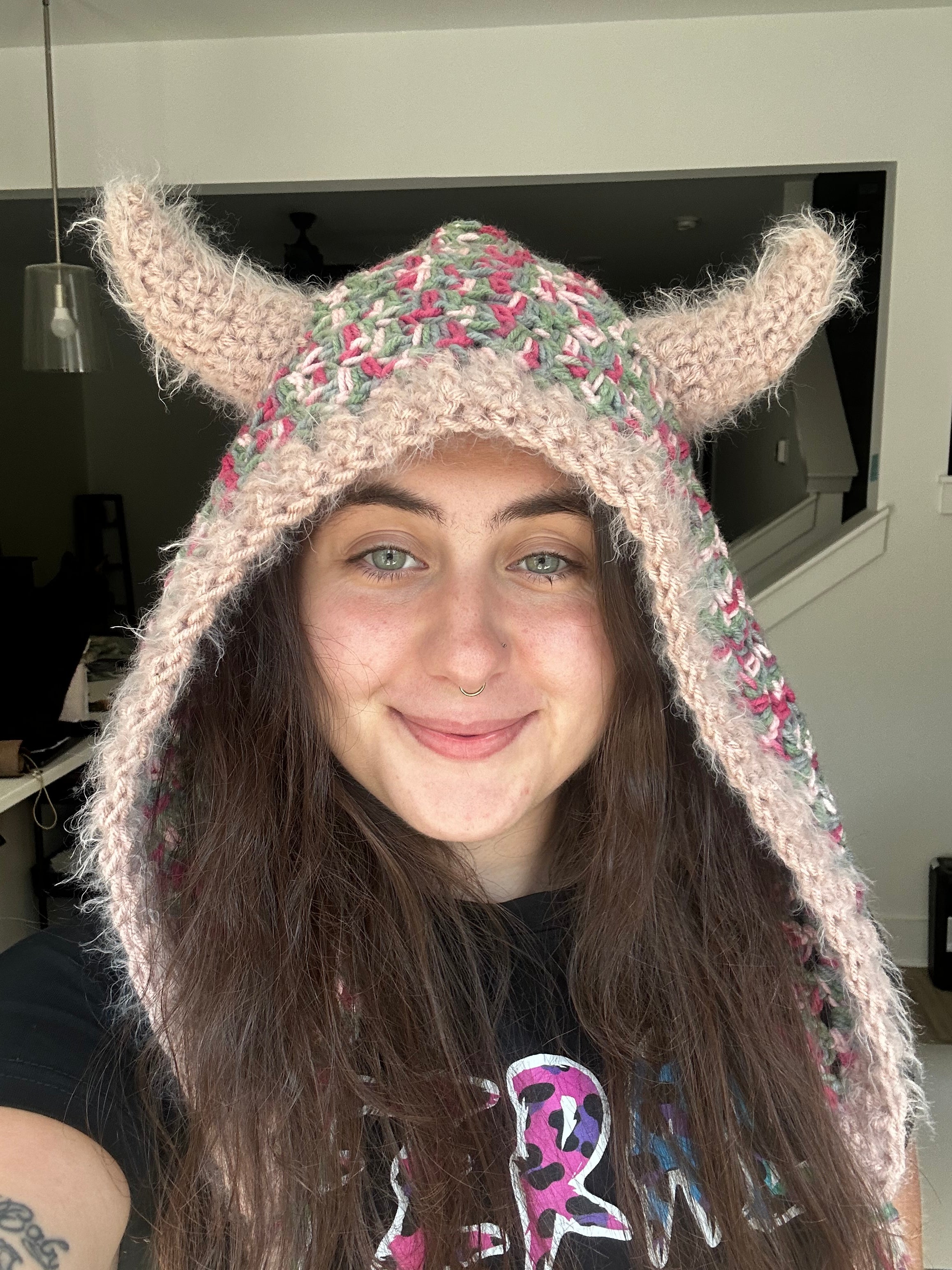 Crochet Hood with Horns & Braids