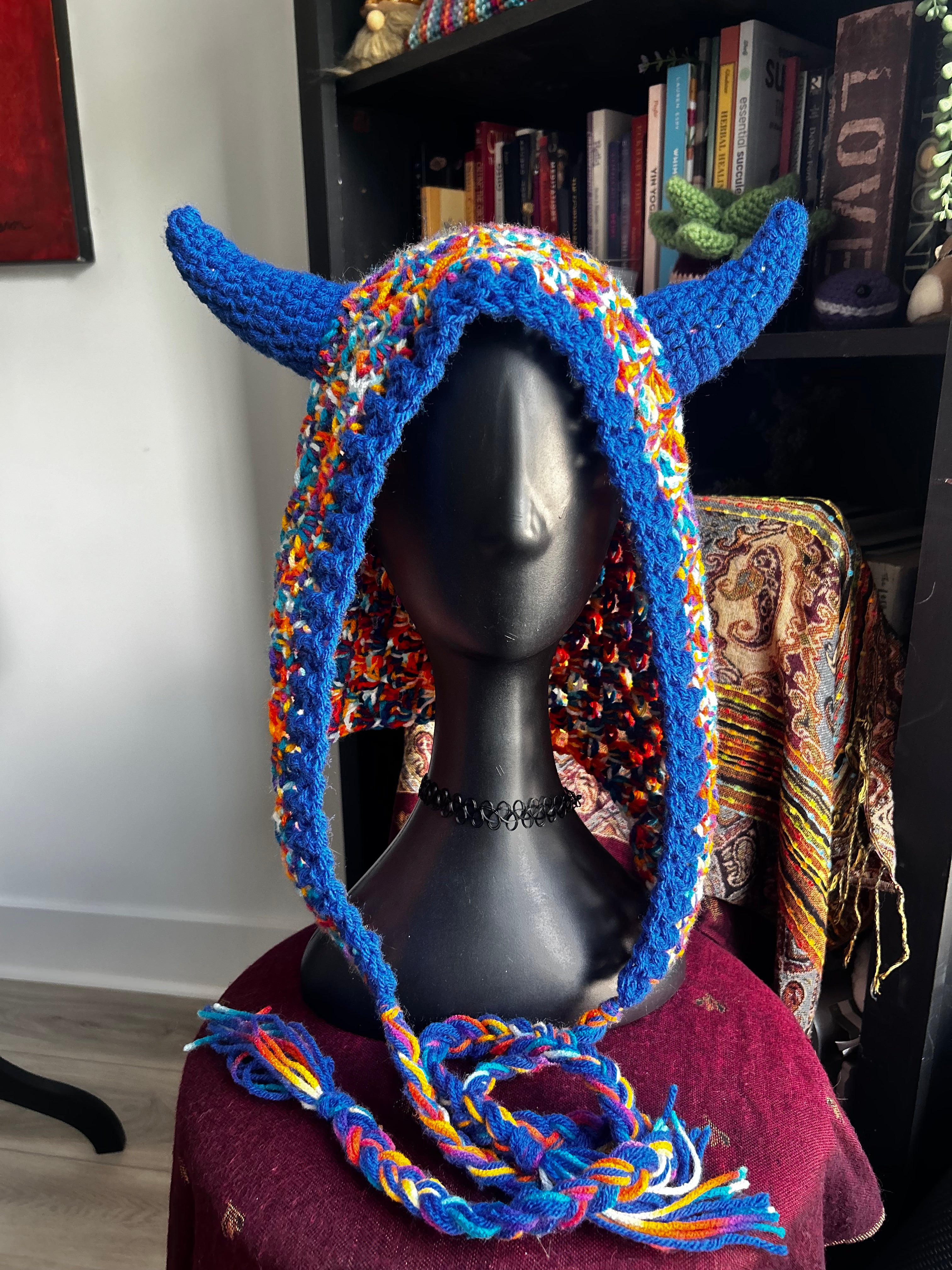 Crochet Hood with Horns & Braids