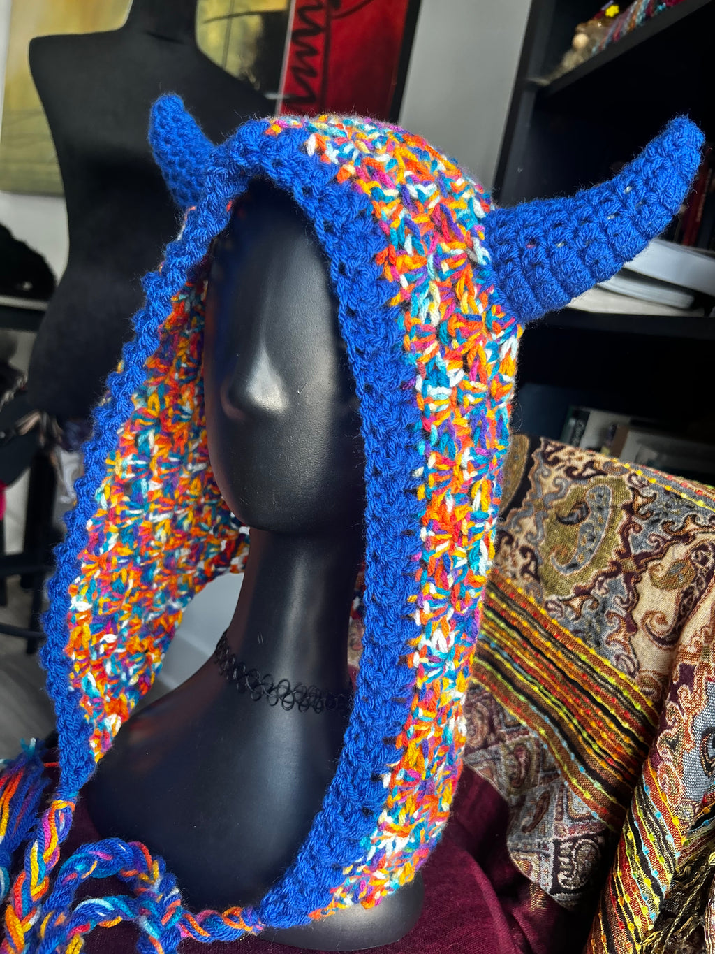 Crochet Hood with Horns & Braids