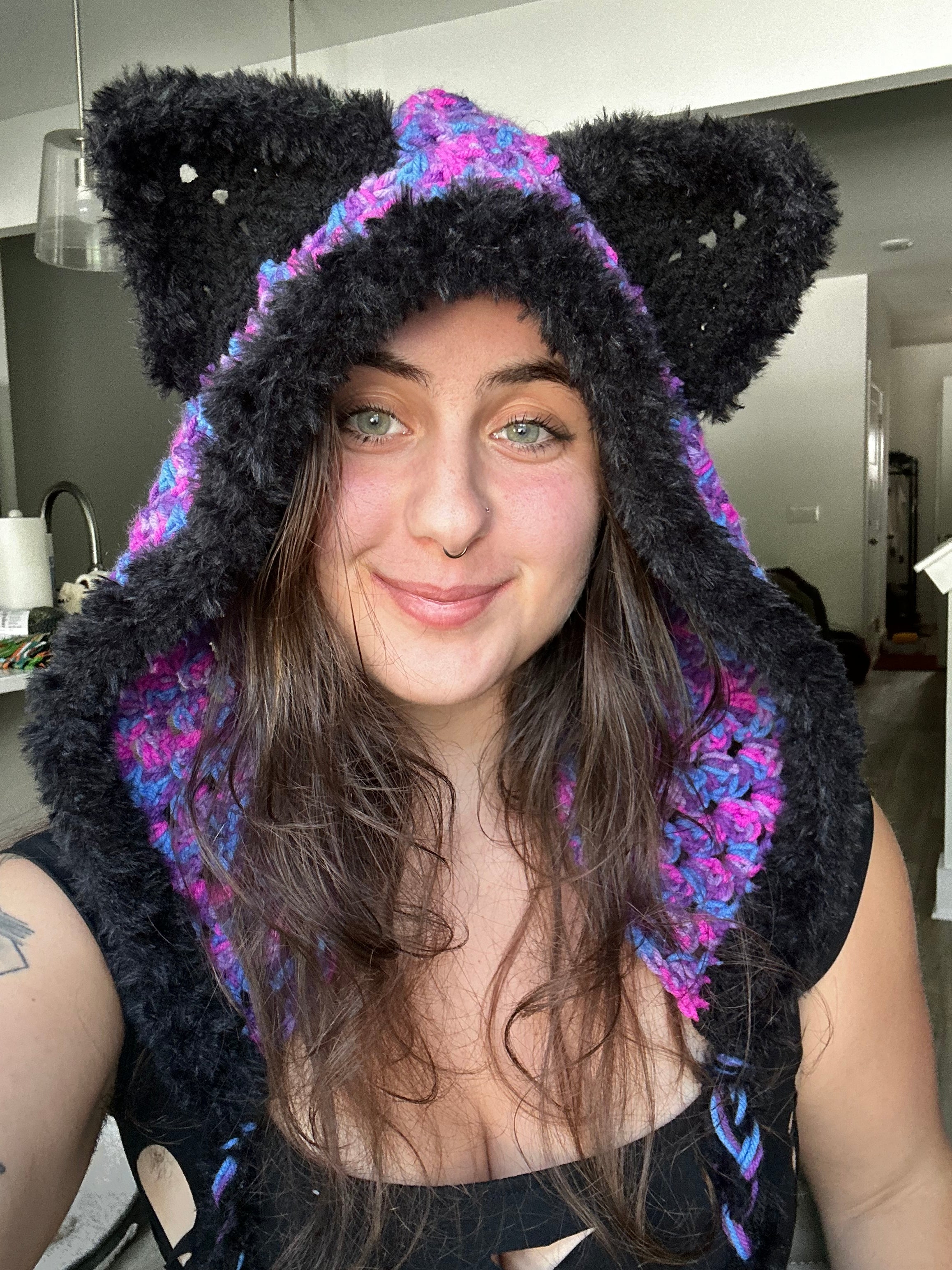 Crochet Magical Cat Hood with Fur