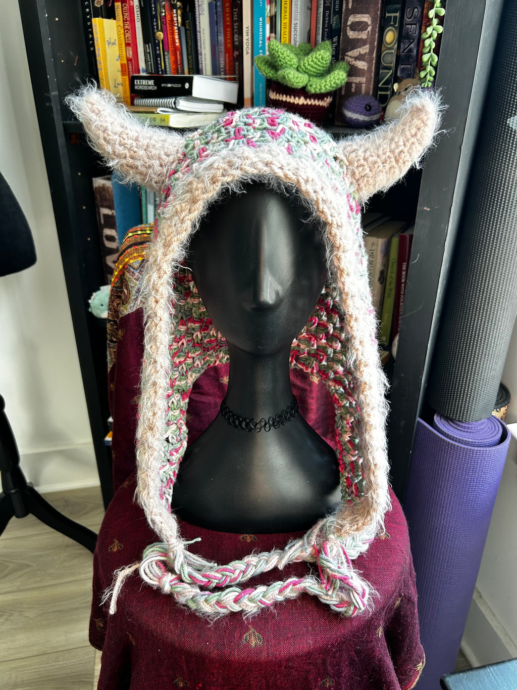 Crochet Hood with Horns & Braids