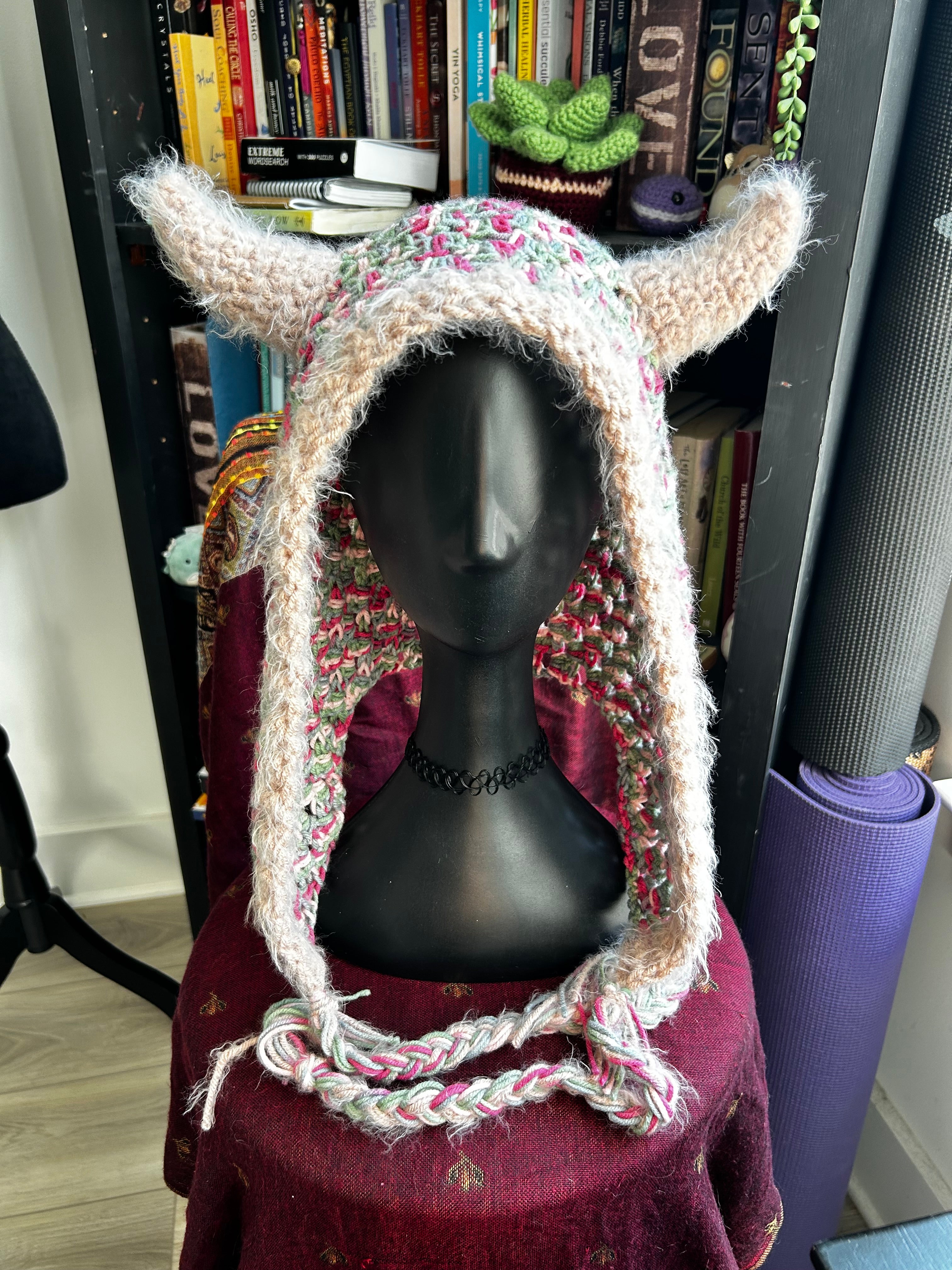 Crochet Hood with Horns & Braids