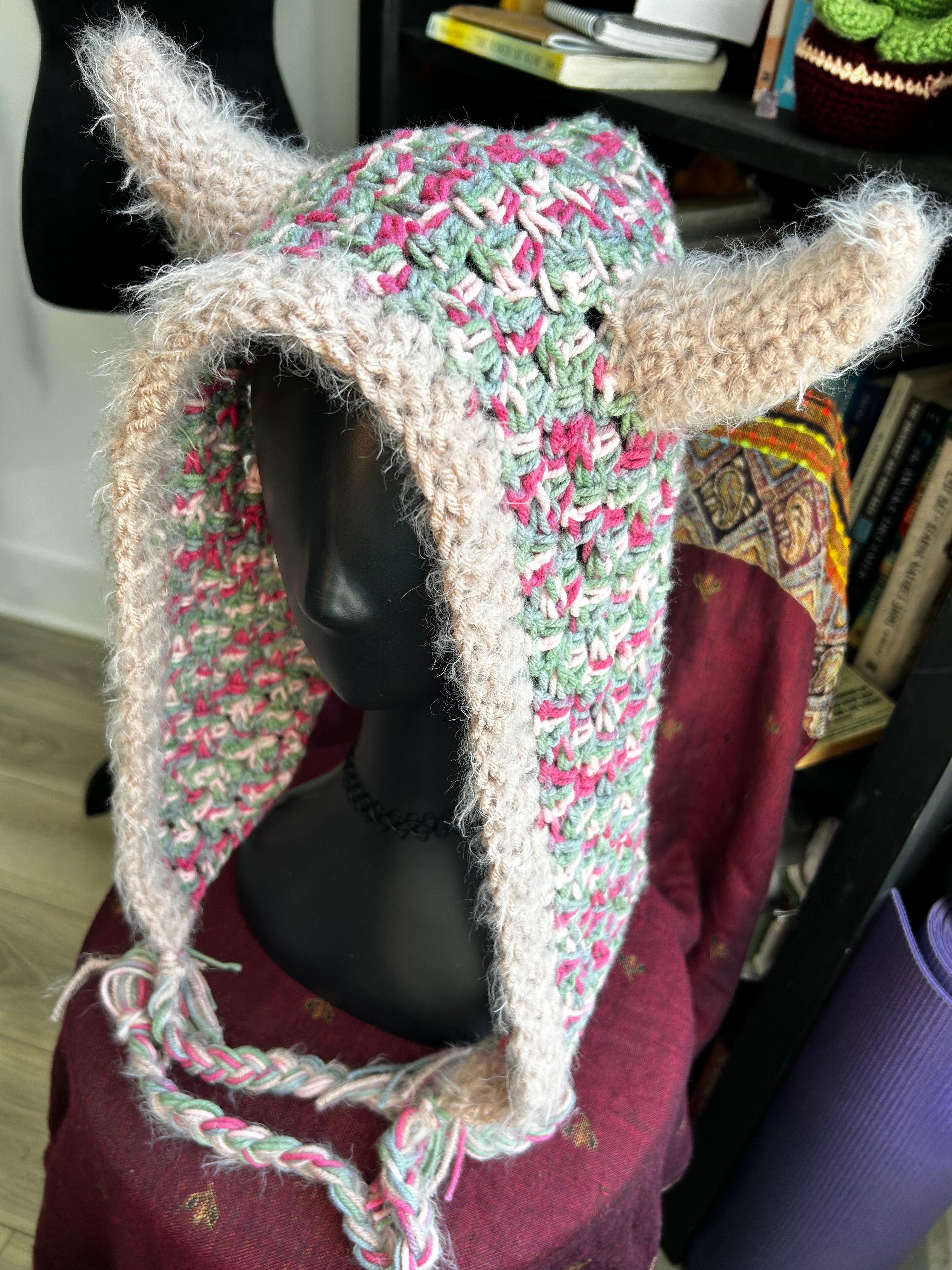 Crochet Hood with Horns & Braids