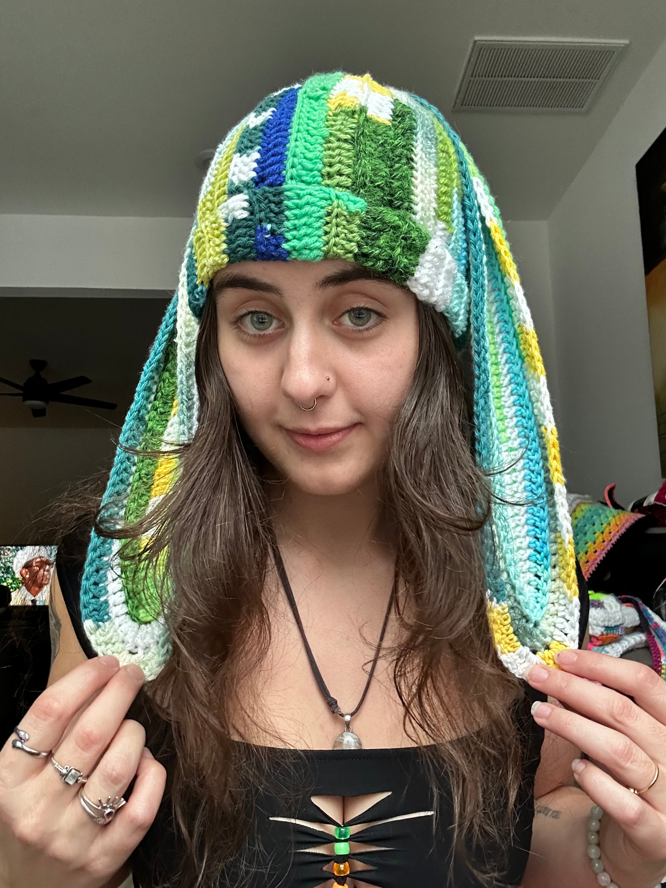 Crochet Scrap Yarn Bunny Beanie