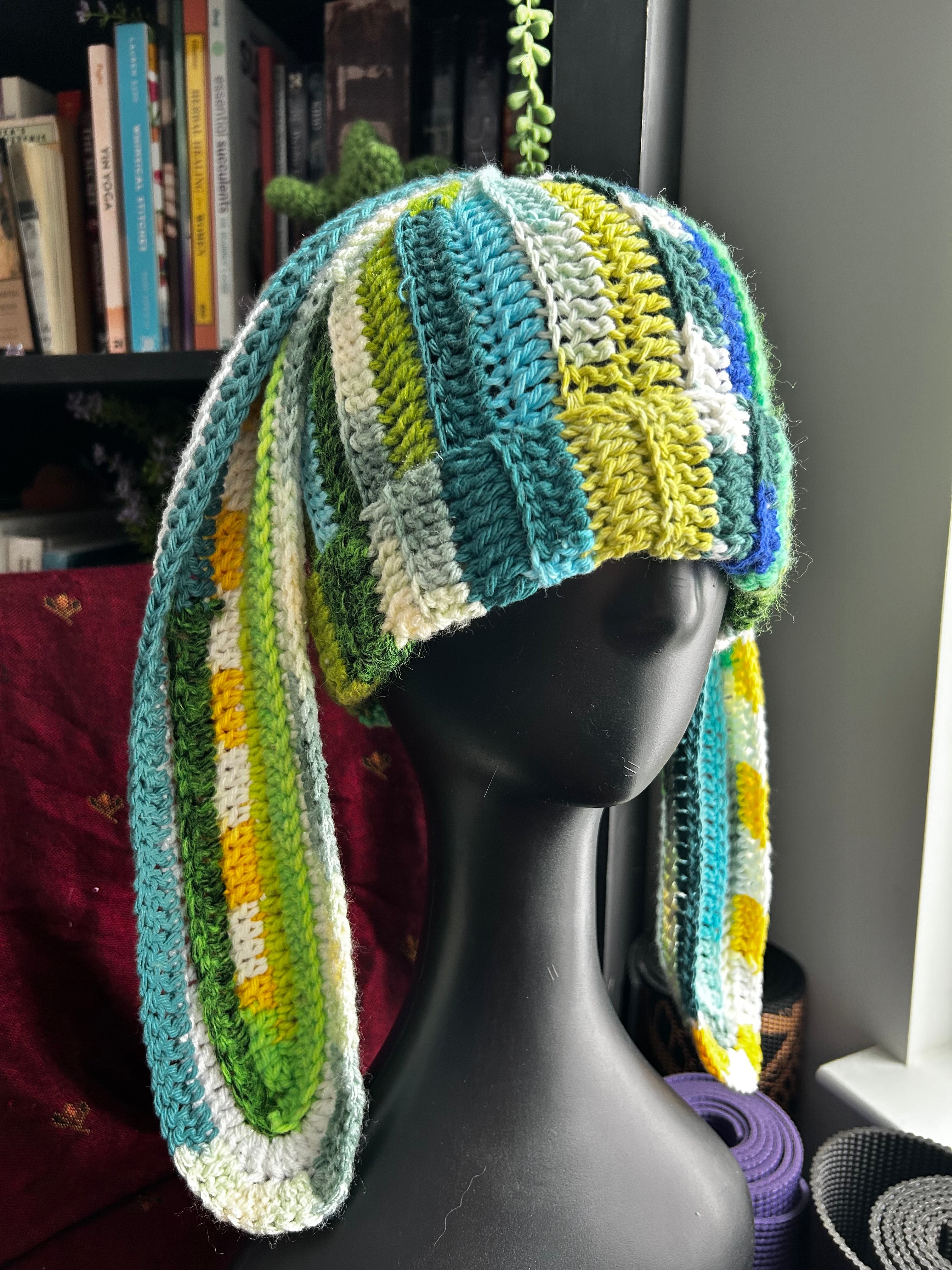Crochet Scrap Yarn Bunny Beanie