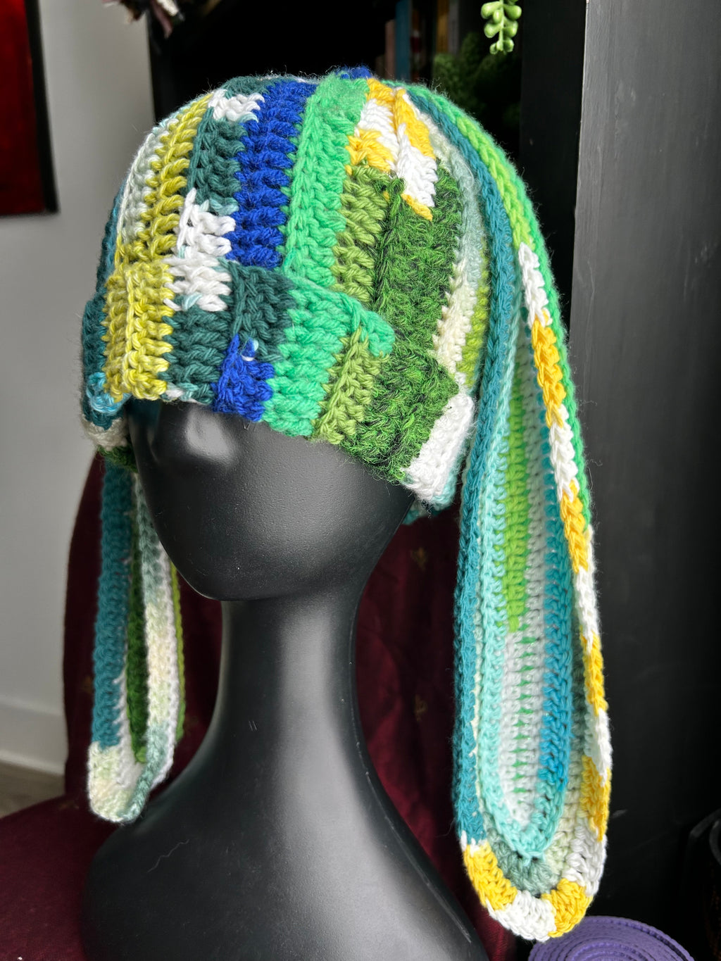 Crochet Scrap Yarn Bunny Beanie