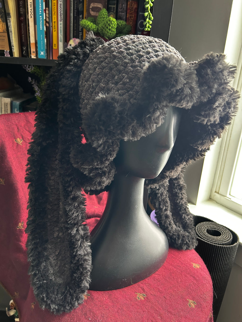 Crochet Bunny Bucket Hat with Ruffles & Fur