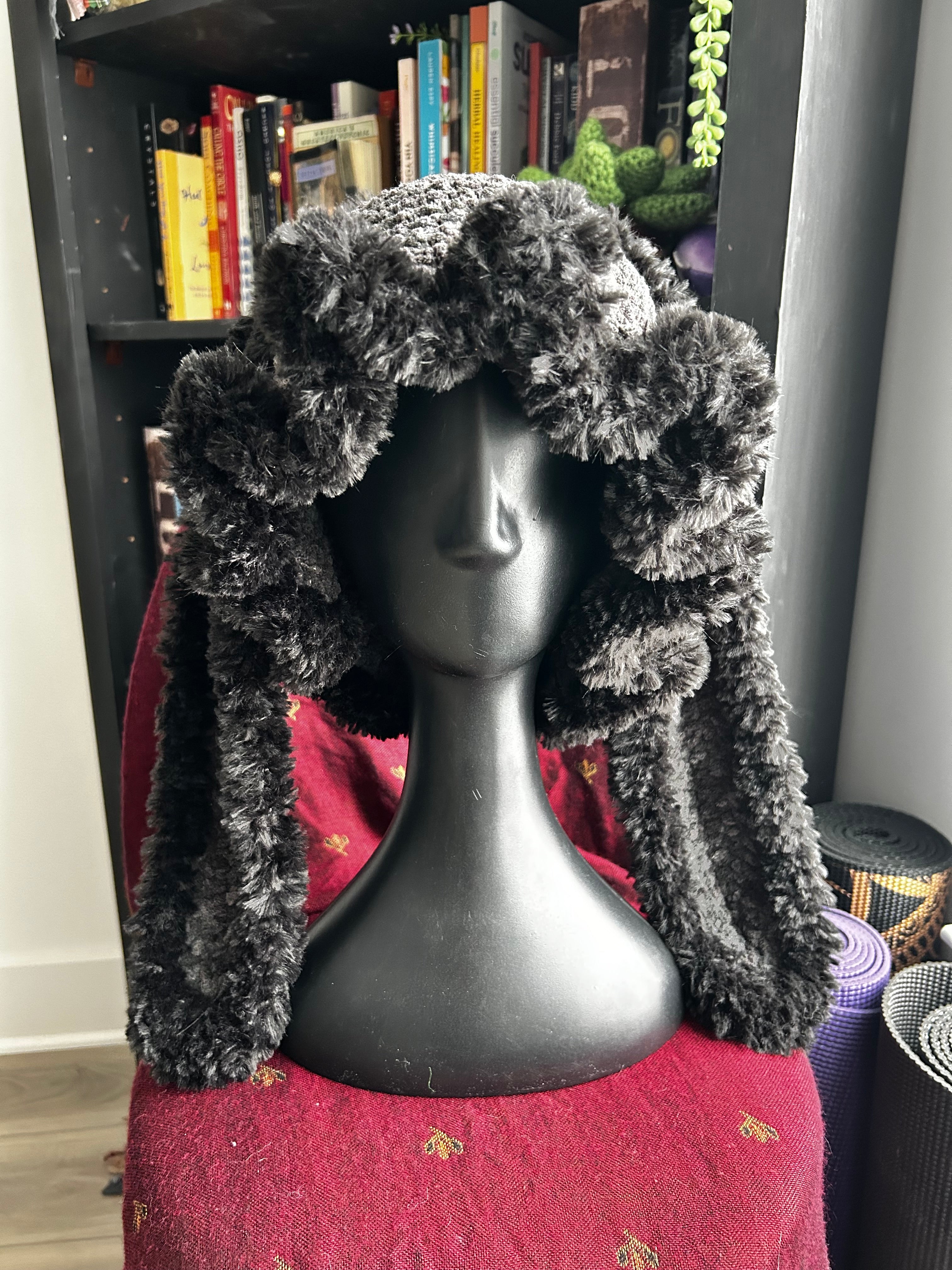 Crochet Bunny Bucket Hat with Ruffles & Fur