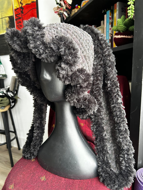 Crochet Bunny Bucket Hat with Ruffles & Fur
